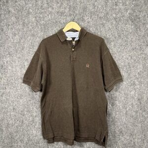 Tommy Hilfiger Polo Shirt Mens L Brown Short Sleeve Classic Fit Embroidered